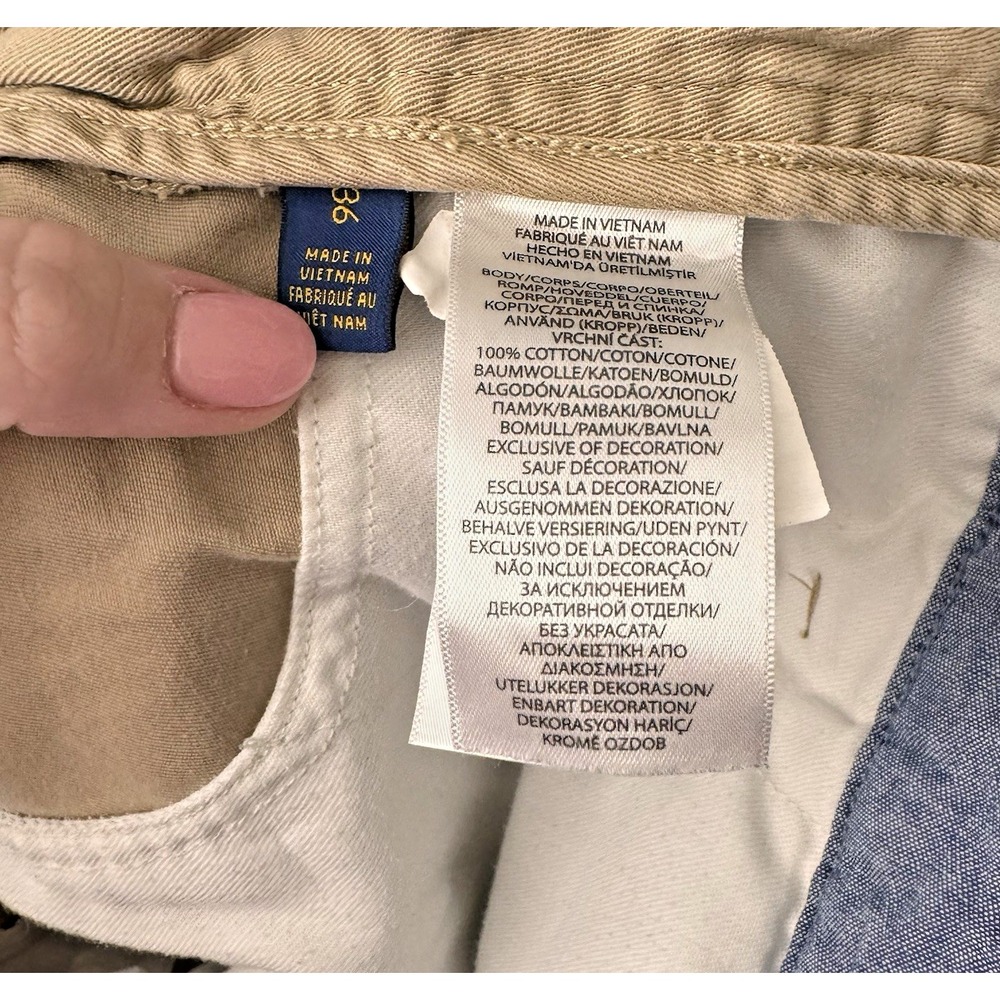 Polo Ralph Lauren Relaxed Fit Men's 36 (38) Tan Khaki Flat Front Shorts 10" Ins - Picture 6 of 6